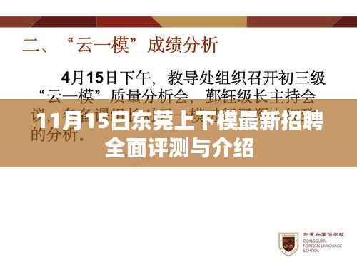 11月15日东莞上下模最新招聘全面评测与介绍